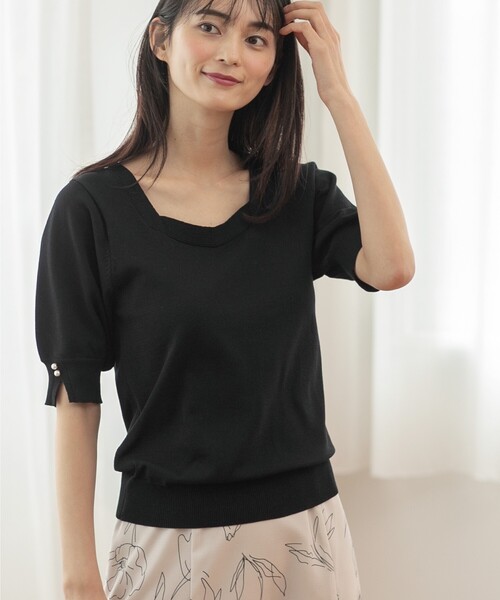 index（インデックス）の「◆フェイクパールスリーブニット【UV/洗濯機洗い可】（ニット/セーター・レディース・ブラック/ライトオレンジ系/イエロー系その他/ホワイト系/ライトグレー・38/40/42/36）」の22枚目の写真