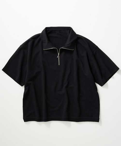 JOURNAL STANDARD relume（ジャーナルスタンダード　レリューム）の「CALIFORNIA DAMAGE ハーフジップスウェット半袖（Tシャツ/カットソー・メンズ・ブラック/モスグリーン/ベージュ系その他/バーガンディー・MEDIUM/LARGE）」の5枚目の写真