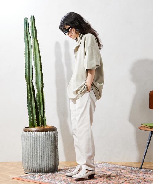 JOURNAL STANDARD relume（ジャーナルスタンダード　レリューム）の「CALIFORNIA DAMAGE ハーフジップスウェット半袖（Tシャツ/カットソー・メンズ・ブラック/モスグリーン/ベージュ系その他/バーガンディー・MEDIUM/LARGE）」の8枚目の写真