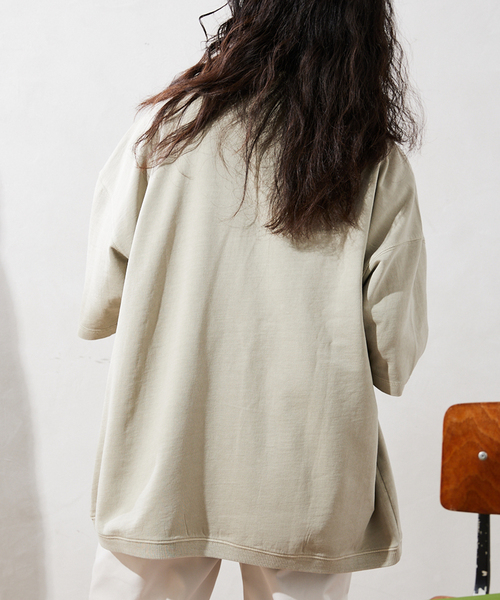 JOURNAL STANDARD relume（ジャーナルスタンダード　レリューム）の「CALIFORNIA DAMAGE ハーフジップスウェット半袖（Tシャツ/カットソー・メンズ・ブラック/モスグリーン/ベージュ系その他/バーガンディー・MEDIUM/LARGE）」の9枚目の写真