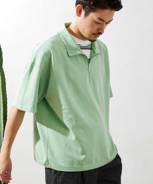 JOURNAL STANDARD relume（ジャーナルスタンダード　レリューム）の「CALIFORNIA DAMAGE ハーフジップスウェット半袖（Tシャツ/カットソー・メンズ・ブラック/モスグリーン/ベージュ系その他/バーガンディー・MEDIUM/LARGE）」の15枚目の写真