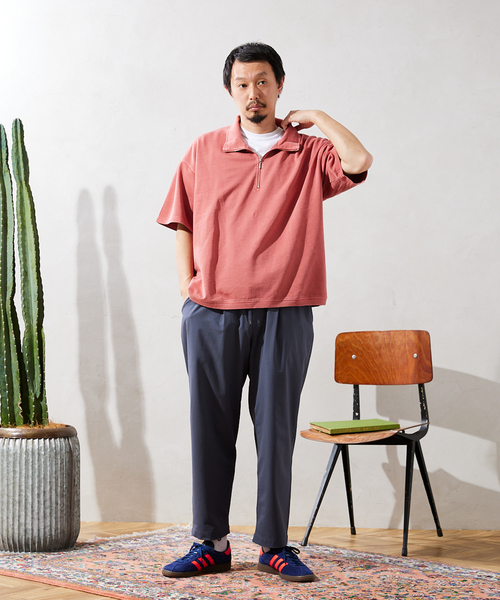 JOURNAL STANDARD relume（ジャーナルスタンダード　レリューム）の「CALIFORNIA DAMAGE ハーフジップスウェット半袖（Tシャツ/カットソー・メンズ・ブラック/モスグリーン/ベージュ系その他/バーガンディー・MEDIUM/LARGE）」の16枚目の写真