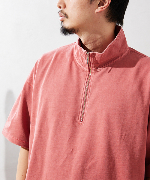 JOURNAL STANDARD relume（ジャーナルスタンダード　レリューム）の「CALIFORNIA DAMAGE ハーフジップスウェット半袖（Tシャツ/カットソー・メンズ・ブラック/モスグリーン/ベージュ系その他/バーガンディー・MEDIUM/LARGE）」の19枚目の写真