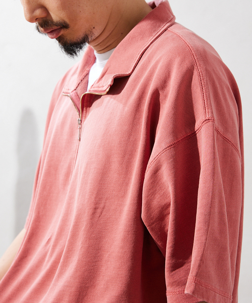 JOURNAL STANDARD relume（ジャーナルスタンダード　レリューム）の「CALIFORNIA DAMAGE ハーフジップスウェット半袖（Tシャツ/カットソー・メンズ・ブラック/モスグリーン/ベージュ系その他/バーガンディー・MEDIUM/LARGE）」の20枚目の写真