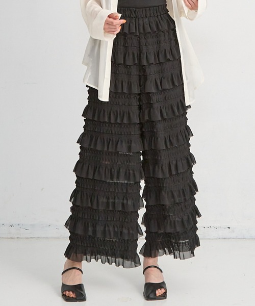 paravion（パラビオン）の「frill pants（その他パンツ・レディース・アイボリー/ブラック・FREE）」の2枚目の写真