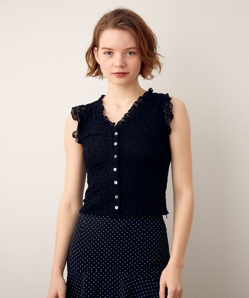 DEICY（デイシー）の「フラワーレースＶネックカットソー（Tシャツ/カットソー・レディース・オフホワイト/ブラック・FREE）」の16枚目の写真