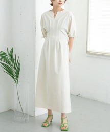 KBF | 『36サイズ/低身長向けも展開』ドロストスリーブウエストタックワンピース(ワンピース)