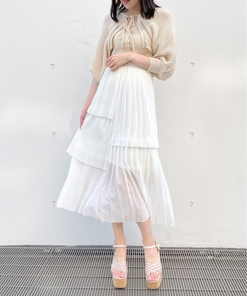 one way（ワンウェイ）の「ジョーゼットアシメプリーツスカート（スカート・レディース・ホワイト/ベージュ/ブラック/ホワイト系その他・FREE）」の7枚目の写真