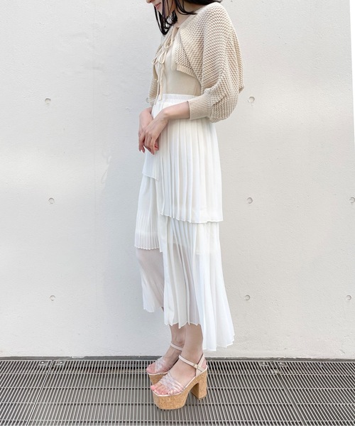 one way（ワンウェイ）の「ジョーゼットアシメプリーツスカート（スカート・レディース・ホワイト/ベージュ/ブラック/ホワイト系その他・FREE）」の8枚目の写真