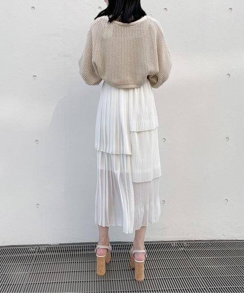 one way（ワンウェイ）の「ジョーゼットアシメプリーツスカート（スカート・レディース・ホワイト/ベージュ/ブラック/ホワイト系その他・FREE）」の9枚目の写真
