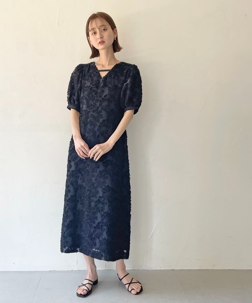 CLEIO（クレイオ）の「【CLEIO】フリンジジャガードワンピース（ドレス・レディース・アイボリー/ブラック・FREE）」の8枚目の写真