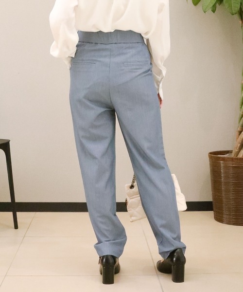 aimoha（アイモハ）の「【aimohaオリジナル】ハイウエスト　タック入りストレッチパンツ（スラックス・レディース・ブルー/カーキ/ネイビー/ライトベージュ/ダークベージュ/ブラック・LARGE/X-LARGE/SMALL/MEDIUM）」の20枚目の写真