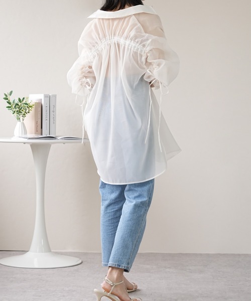 IAMUSE(アイアミューズ)の「シアーバックドロストシャツ S0980【IAMUSE】(シャツ/ブラウス・レディース・ネイビー/オフホワイト/グレー・FREE)」の7枚目の写真