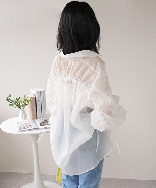 IAMUSE(アイアミューズ)の「シアーバックドロストシャツ S0980【IAMUSE】(シャツ/ブラウス・レディース・ネイビー/オフホワイト/グレー・FREE)」の13枚目の写真