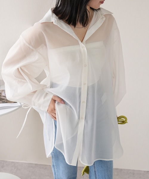 IAMUSE(アイアミューズ)の「シアーバックドロストシャツ S0980【IAMUSE】(シャツ/ブラウス・レディース・ネイビー/オフホワイト/グレー・FREE)」の12枚目の写真