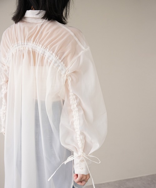 IAMUSE(アイアミューズ)の「シアーバックドロストシャツ S0980【IAMUSE】(シャツ/ブラウス・レディース・ネイビー/オフホワイト/グレー・FREE)」の15枚目の写真