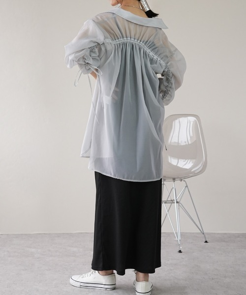 IAMUSE(アイアミューズ)の「シアーバックドロストシャツ S0980【IAMUSE】(シャツ/ブラウス・レディース・ネイビー/オフホワイト/グレー・FREE)」の21枚目の写真