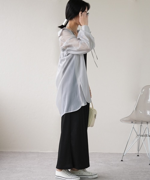 IAMUSE(アイアミューズ)の「シアーバックドロストシャツ S0980【IAMUSE】(シャツ/ブラウス・レディース・ネイビー/オフホワイト/グレー・FREE)」の19枚目の写真