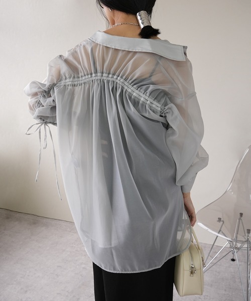 IAMUSE(アイアミューズ)の「シアーバックドロストシャツ S0980【IAMUSE】(シャツ/ブラウス・レディース・ネイビー/オフホワイト/グレー・FREE)」の18枚目の写真