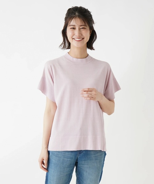 en recre(アンレクレ)の「【EMMACULATE】ハイネック半袖ニットプルオーバー(ニット/セーター・レディース・LT.PINK/ライム/オフホワイト・2)」の3枚目の写真
