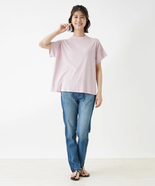 en recre(アンレクレ)の「【EMMACULATE】ハイネック半袖ニットプルオーバー(ニット/セーター・レディース・LT.PINK/ライム/オフホワイト・2)」の10枚目の写真
