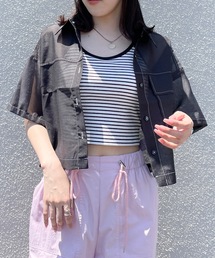 ショート丈オーバーシアーシャツ