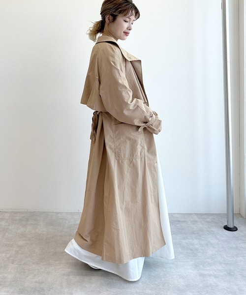 BLAMINK ベージュ ナイロン ロングコート BLAMINK ベージュ ナイロン ロングコート
