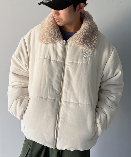 セール】《Javaジャバコラボ》軽くてあったか。襟ボアスエード中綿