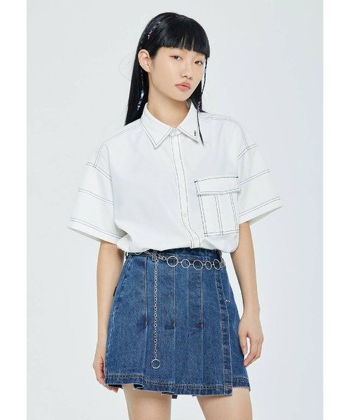 ROMANTIC CROWN（ロマンティッククラウン）の「【UNISEX】ROMANTIC CROWN／フロントポケットシャツ 2194784（シャツ/ブラウス・レディース・ブラック/ホワイト・LARGE/MEDIUM）」の15枚目の写真