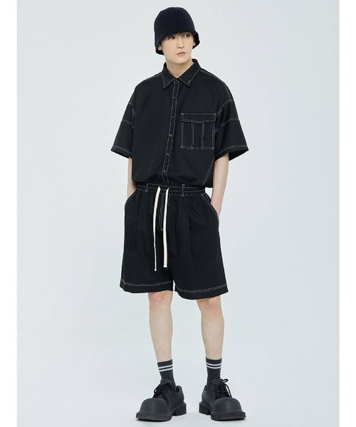 ROMANTIC CROWN（ロマンティッククラウン）の「【UNISEX】ROMANTIC CROWN／フロントポケットシャツ 2194784（シャツ/ブラウス・レディース・ブラック/ホワイト・LARGE/MEDIUM）」の5枚目の写真
