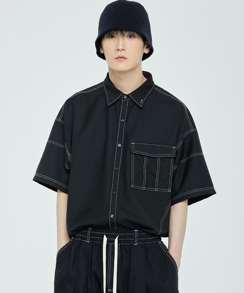ROMANTIC CROWN（ロマンティッククラウン）の「【UNISEX】ROMANTIC CROWN／フロントポケットシャツ 2194784（シャツ/ブラウス・レディース・ブラック/ホワイト・LARGE/MEDIUM）」の11枚目の写真