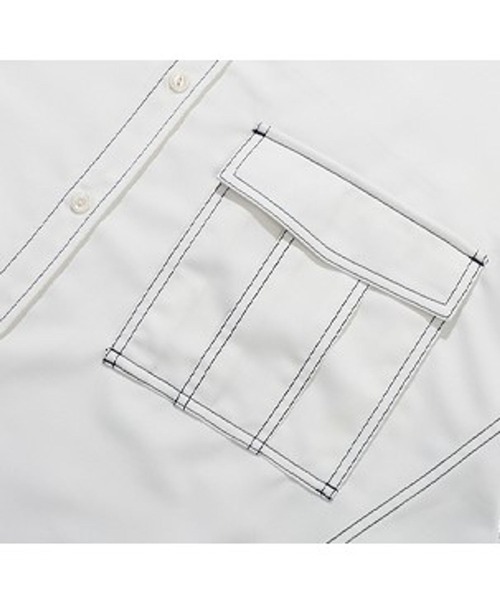 ROMANTIC CROWN（ロマンティッククラウン）の「【UNISEX】ROMANTIC CROWN／フロントポケットシャツ 2194784（シャツ/ブラウス・レディース・ブラック/ホワイト・LARGE/MEDIUM）」の4枚目の写真
