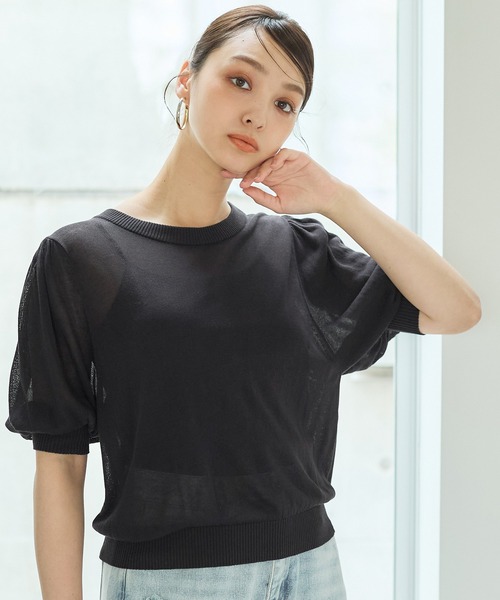 fetico シアーニットトップス FETICO(フェティコ)のSHEER GATHERED KNIT TOPの通販｜PALETTE