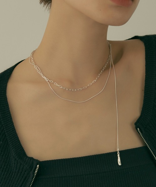 GOLDY(ゴールディ)の「デュアル チェーン ハング ドロップ ネックレス(ネックレス・レディース・シルバー系その他/ゴールド系その他/シルバー/ゴールド・FREE)」の1枚目の写真