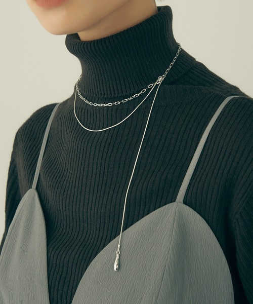 GOLDY(ゴールディ)の「デュアル チェーン ハング ドロップ ネックレス(ネックレス・レディース・シルバー系その他/ゴールド系その他/シルバー/ゴールド・FREE)」の2枚目の写真