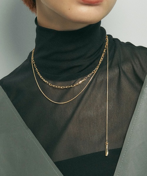 GOLDY(ゴールディ)の「デュアル チェーン ハング ドロップ ネックレス(ネックレス・レディース・シルバー系その他/ゴールド系その他/シルバー/ゴールド・FREE)」の3枚目の写真
