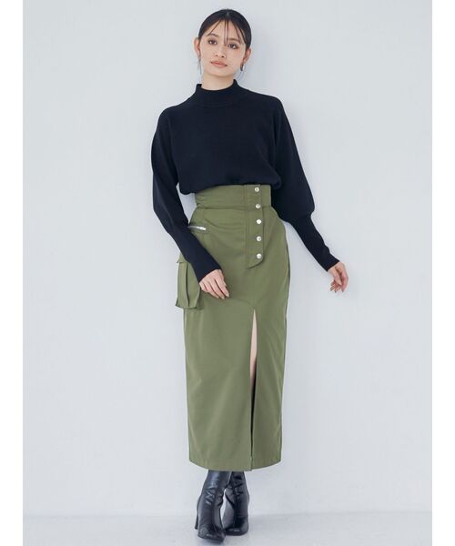 MURUA（ムルーア）の「スリットナローカーゴスカート（スカート・レディース・カーキ/ブラック/オレンジ・2/1）」の7枚目の写真