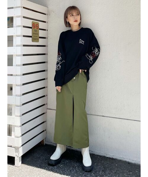 MURUA（ムルーア）の「スリットナローカーゴスカート（スカート・レディース・カーキ/ブラック/オレンジ・2/1）」の9枚目の写真