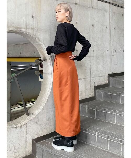 MURUA（ムルーア）の「スリットナローカーゴスカート（スカート・レディース・カーキ/ブラック/オレンジ・2/1）」の12枚目の写真