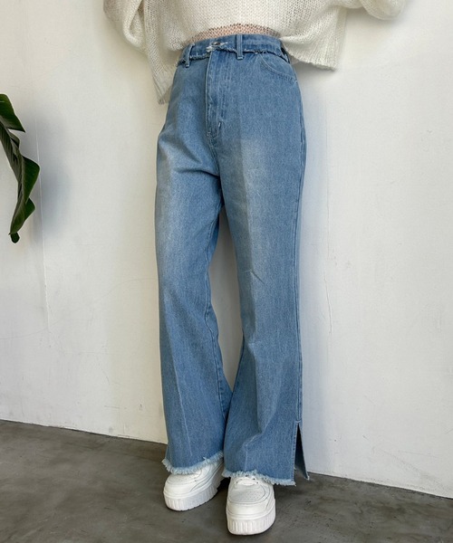 one after another NICE CLAUP(ワンアフターアナザーナイスクラップ)の「S,Mサイズ/ナイスクラップの美脚デニム(デニムパンツ・レディース・サックスブルー/ネイビー/ピンク・SMALL/MEDIUM)」の2枚目の写真