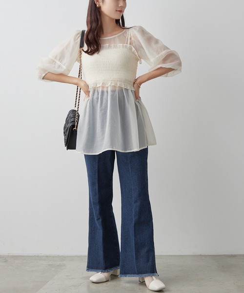 one after another NICE CLAUP(ワンアフターアナザーナイスクラップ)の「S,Mサイズ/ナイスクラップの美脚デニム(デニムパンツ・レディース・サックスブルー/ネイビー/ピンク・SMALL/MEDIUM)」の8枚目の写真