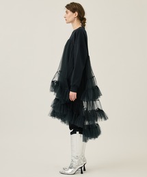 VIVIANO 24aw チュール アシンメトリー スウェット ワンピース