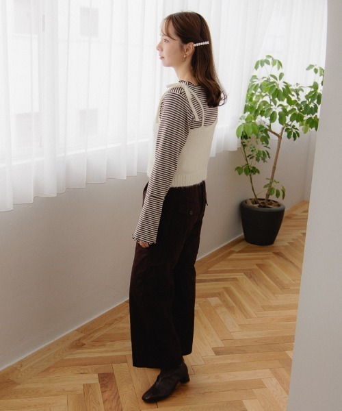 flower（フラワー）の「リボンニットビスチェ（キャミソール・レディース・グレー/アイボリー・FREE）」の10枚目の写真