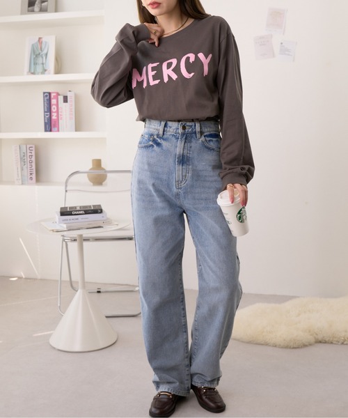 Ada.(エイダ)の「遊び心にきゅんっ 秋冬新作 ペイント プリント ロングTシャツ(Tシャツ/カットソー・レディース・チャコール/ブラック/ホワイト・FREE)」の14枚目の写真