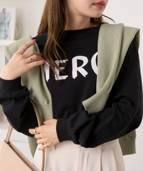 Ada.(エイダ)の「遊び心にきゅんっ 秋冬新作 ペイント プリント ロングTシャツ(Tシャツ/カットソー・レディース・チャコール/ブラック/ホワイト・FREE)」の19枚目の写真