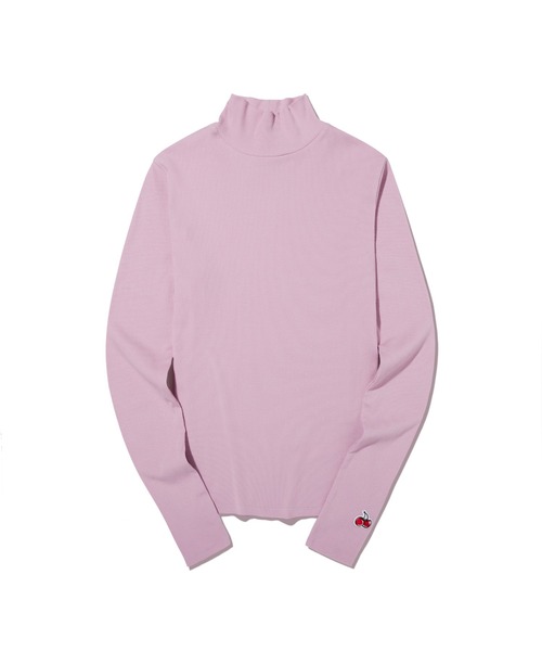 KIRSH(キルシー)の「KIRSH CHERRY BASIC HALF HIGH NECK T-SHIRT/キルシー ハイネックロングTシャツ(Tシャツ/カットソー・レディース・ブラック/ピンク/アイボリー/ライトグリーン・ONE SIZE)」の4枚目の写真