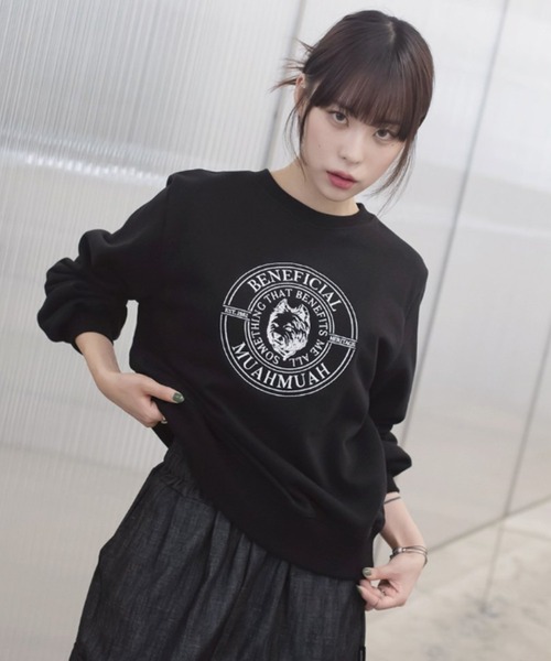 A'GEM/9 × .kom『muah muah/ムーアムーア』MUAH STITCH LOGO MTM/MUAH ステッチロゴ プルオーバー スウェットシャツ（スウェット）｜muahmuah（ムーアムーア）