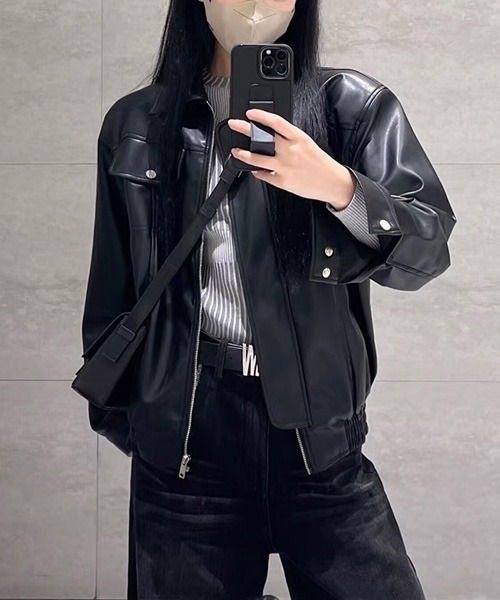 gossip！ロサンゼルス（ゴシップロサンゼルス）の「合成皮革ジャケット（ライダースジャケット・レディース・ブラウン/ブラック・FREE）」の6枚目の写真