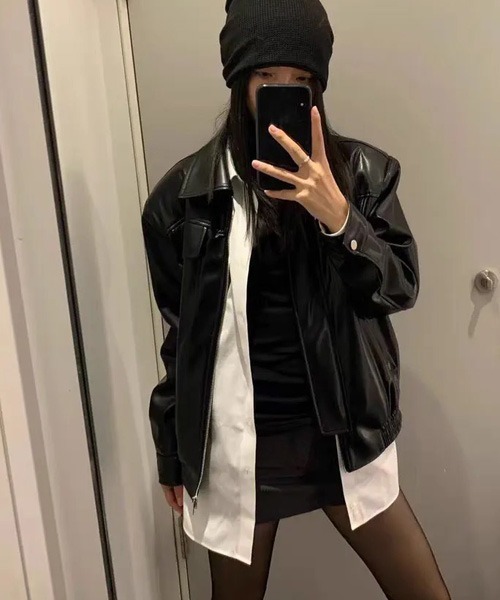 gossip！ロサンゼルス（ゴシップロサンゼルス）の「合成皮革ジャケット（ライダースジャケット・レディース・ブラウン/ブラック・FREE）」の8枚目の写真