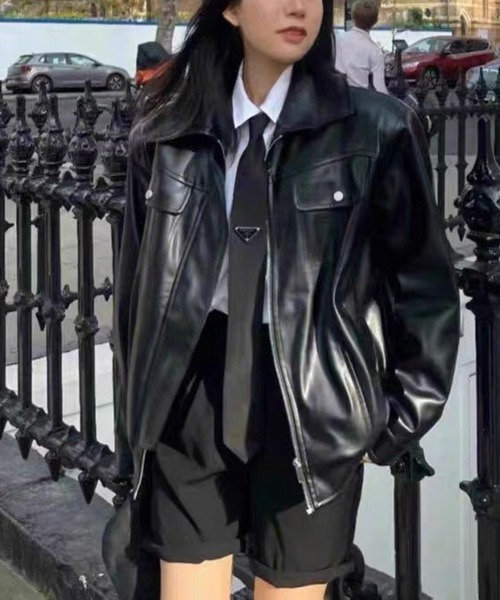 gossip！ロサンゼルス（ゴシップロサンゼルス）の「合成皮革ジャケット（ライダースジャケット・レディース・ブラウン/ブラック・FREE）」の9枚目の写真